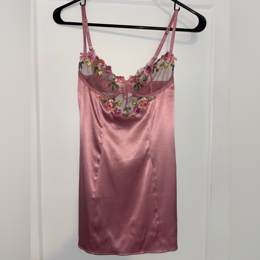 Victoria’s Secret Satin Embroidered Slip Dress | XS
